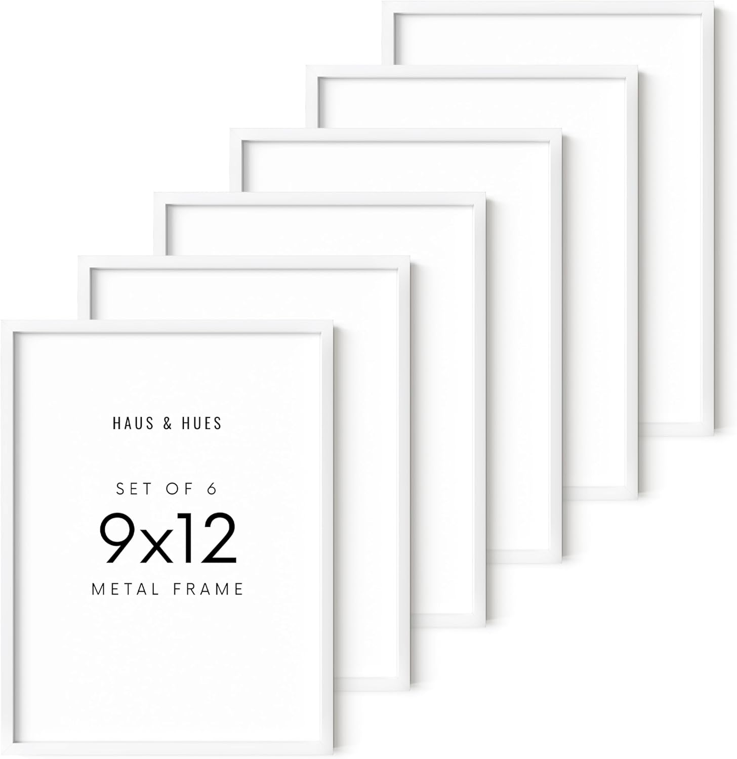 HAUS AND HUES 9x12 White Metal Picture Frames - Features Premium Aluminum, Vertical & Horizontal