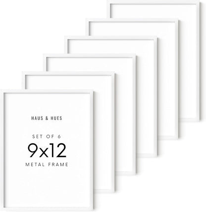HAUS AND HUES 9x12 White Metal Picture Frames - Features Premium Aluminum, Vertical & Horizontal