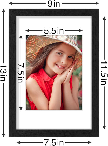 Vittanly 8x12 Picture Frames Set of 9, Shatter Resistant Plexiglass, Display 6x8 Pictures with Mat