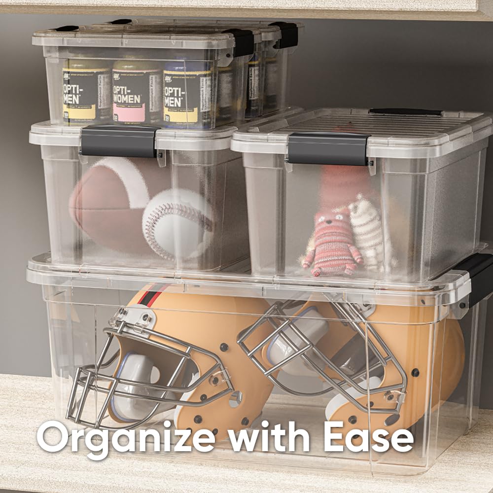 Superio Clear Storage Box with Lid, 22.5 Quart Plastic Container Bins for Organizing, Stackable