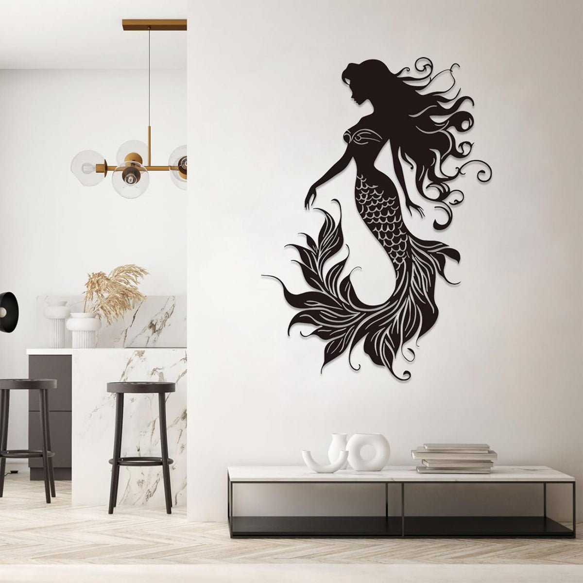 Veplsur Mermaid Metal Wall Art, Metal Mermaid Wall Decor, Marine Biology Wall Decor, Ocean Wall