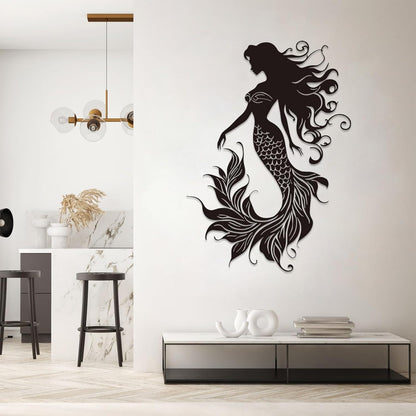 Veplsur Mermaid Metal Wall Art, Metal Mermaid Wall Decor, Marine Biology Wall Decor, Ocean Wall