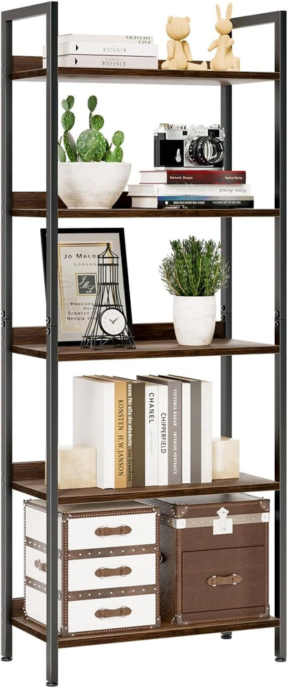 NUMENN Bookshelf, 5 Tier Bookshelves, Home Office Bookcase Shelf Storage Organizer, Free Standing