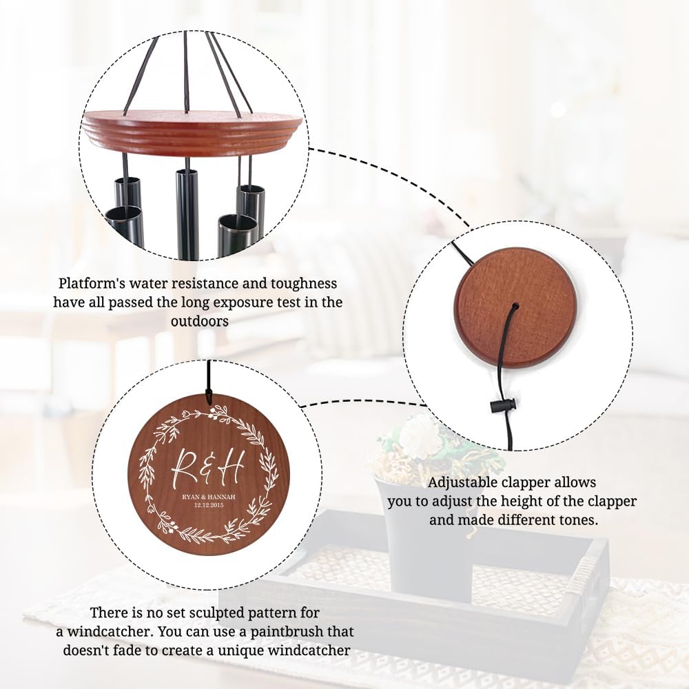 ASTARIN Wedding Wind Chimes for Outside, Custom Photo Personalized Wind Bells, Memorial Gifts for
