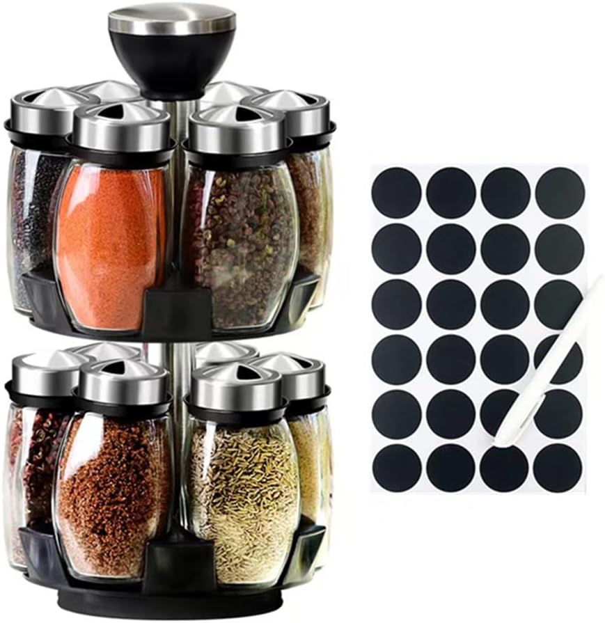 Revolving Spice Rack Organizer Countertop, Spinning Spice Storage Rack Tower Organizer with 12
