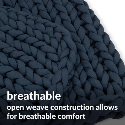 Nuzzie Chunky Knit Blanket - Breathable, Cooling, Hand Made Knit Throw Blanket for Sleep - Machine