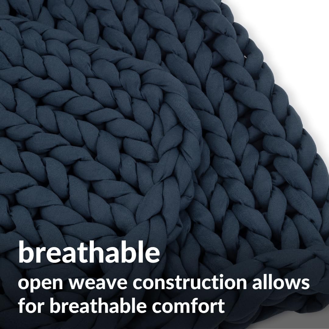 Nuzzie Chunky Knit Blanket - Breathable, Cooling, Hand Made Knit Throw Blanket for Sleep - Machine