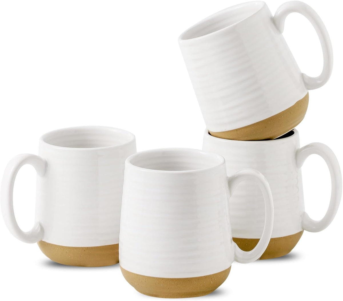 Hasense Coffee Mugs Set of 4, 15 oz Ceramic Coffee Cups with Comfortable Handle, Large Tea Cups for