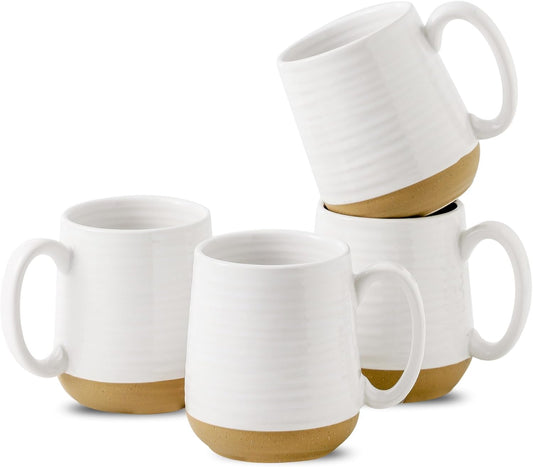 Hasense Coffee Mugs Set of 4, 15 oz Ceramic Coffee Cups with Comfortable Handle, Large Tea Cups for