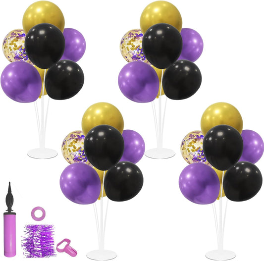 Halloween Decorations Balloon Stand with Purple Black and Gold Balloons Balloon Centerpieces for