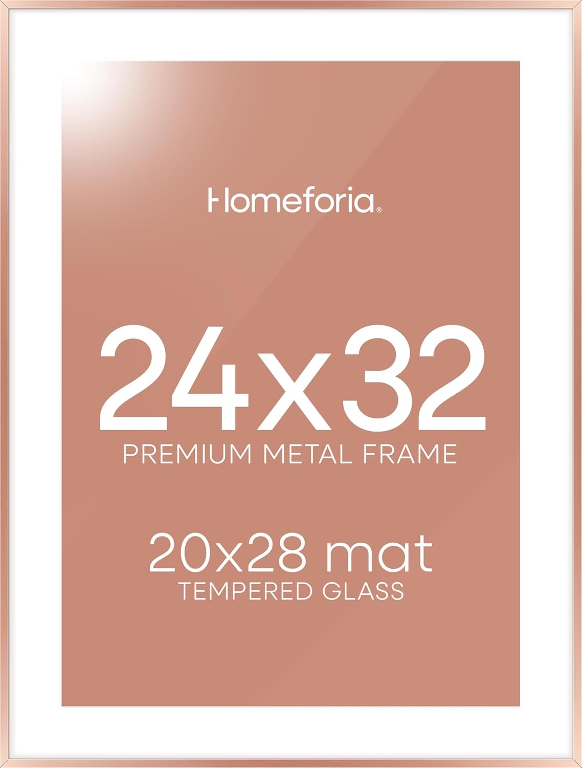 Homeforia 24x32 Rose Gold Picture Frame, High End Metal 24x32 Poster Frames with Mat 20x28 inch