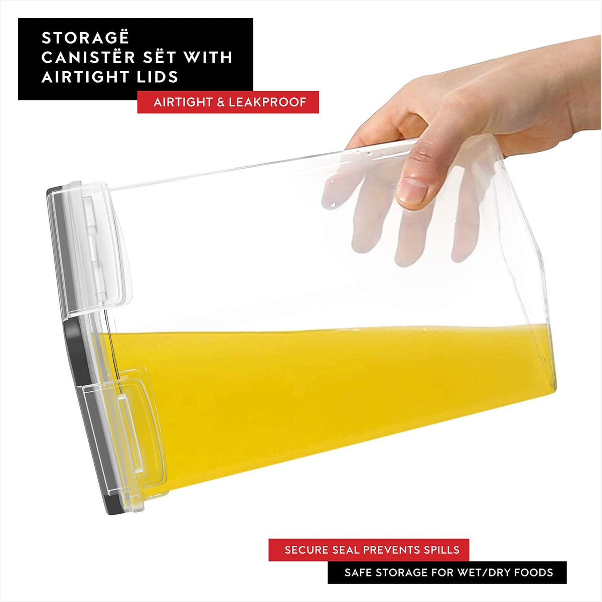 DWËLLZA KITCHEN Airtight Food Storage Container Set - 6 Pieces 2.0L - Plastic BPA Free Kitchen