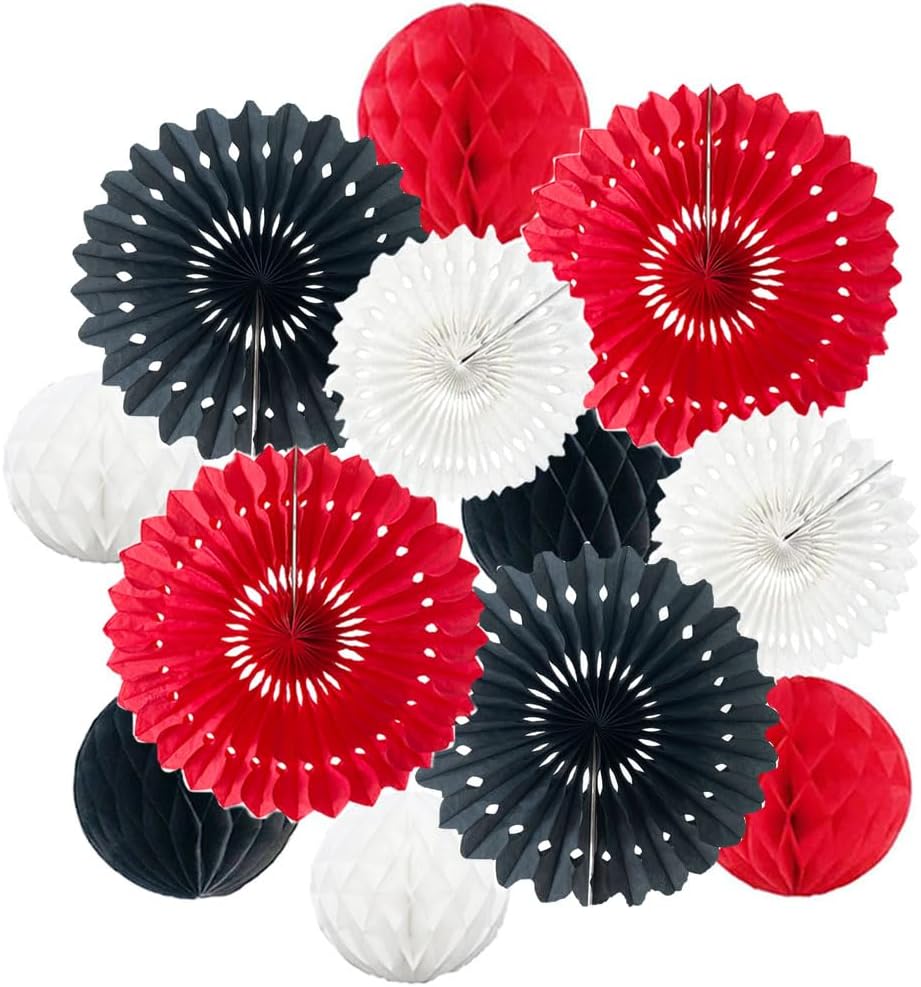 12pcs 6’’ 8’’ Honeycomb Balls Tissue Paper Fans Party Honeycomb Ball Fans Wall Tissue Pom Poms