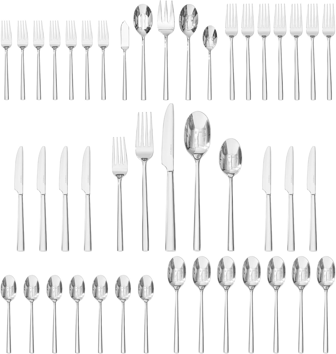 KINGSTONE Silverware Set with Serving Utensils, 45-Piece Forged Flatware Set Cutlery Set Premium