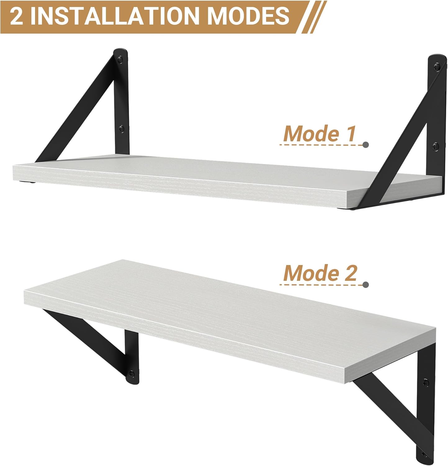 Heimlove Floating Shelves for Wall, 16 Inch Long Wood Floating Shelves Set of 3, Wall Mounted
