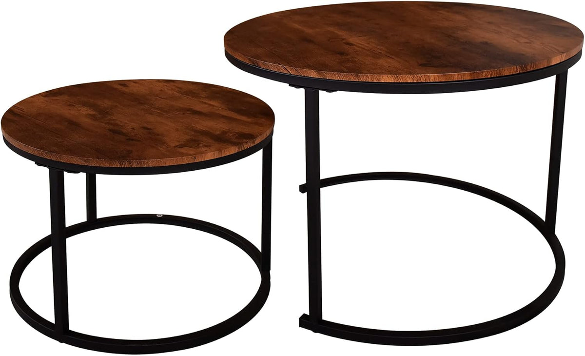 HOMERECOMMEND Round Coffee Table Set of 2 Modern Nesting Side End Table for Living Room,Round