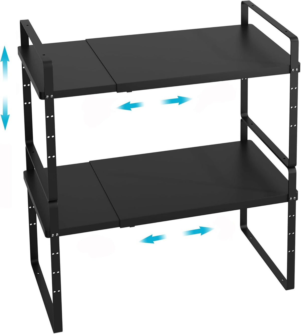 iPEGTOP 2 Pack Expandable Cabinet Storage Shelf Organizer Rack, Heavy Duty Steel Metal Spice Rack