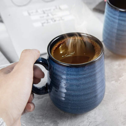 Hasense Coffee Mugs Set of 4, 15 Ounce Porcelain Mug Set with Handle for Morning Coffee Tea and