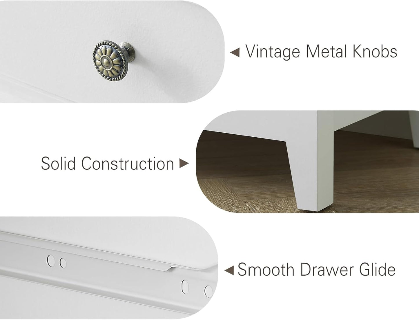 BLANKSPACE White Dresser, 3 Chest Drawer Dresser for Bedroom, Large Capacity Nightstand, Modern