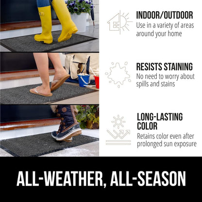 GORILLA GRIP 100% Waterproof All-Season WeatherMax Doormat US Designed Natural Rubber, Stain and