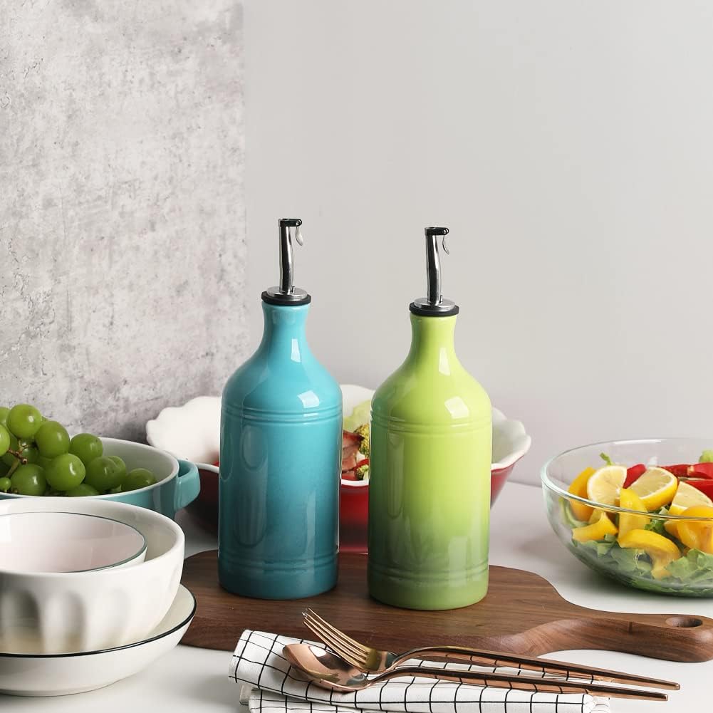 Sweejar Ceramic Olive Oil Dispenser Bottle, Opaque Oil Cruet Protects Oil to Reduce Oxidation