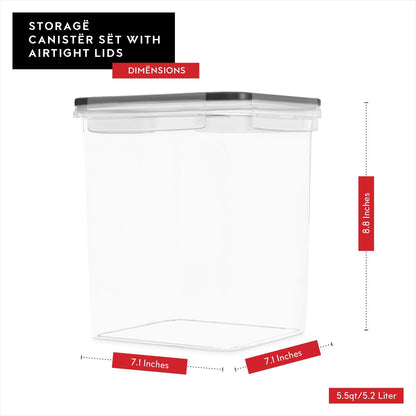DWËLLZA KITCHEN Large Flour Sugar Storage Containers Set of 2; 175 FL. oz - 5.2L Plastic Airtight