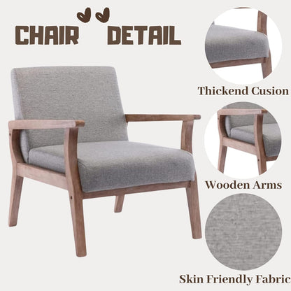 Upholstered Recliner Chair Mid Century Modern Accent Chair Comfy Fabric Armchair Indoor Corner