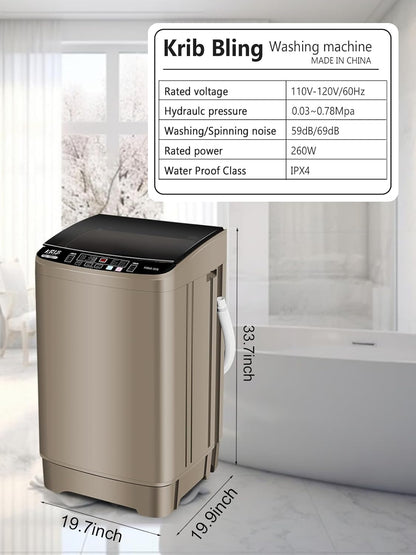 17.7 lbs Portable Washer Drain Pump, Full Automatic Washing Machine with LED Display, 10 Programs &