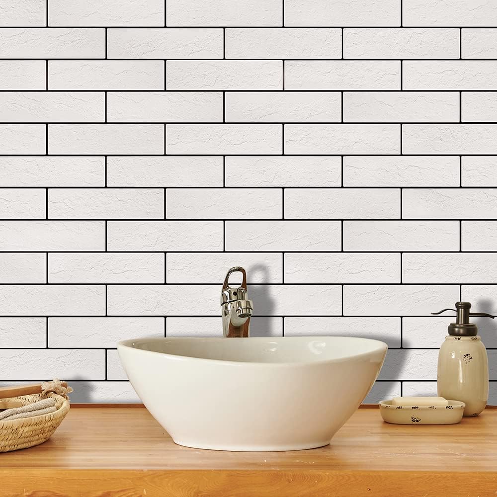 Vintage Faux Brick Wall Tiles, 3D Thin Brick Veneers for Bedroom, Bathroom, Kitchen, Fireplace and