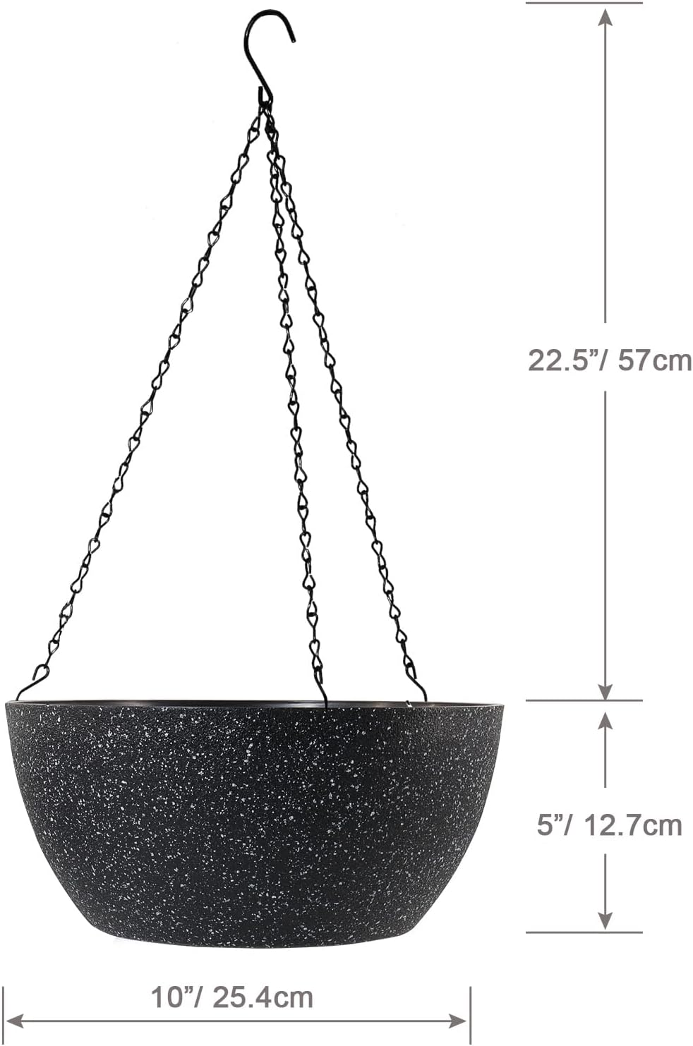 10 inch Hanging Planters for Outdoor Indoor Plants with Drainage Holes and Chain, 2 Pack Round