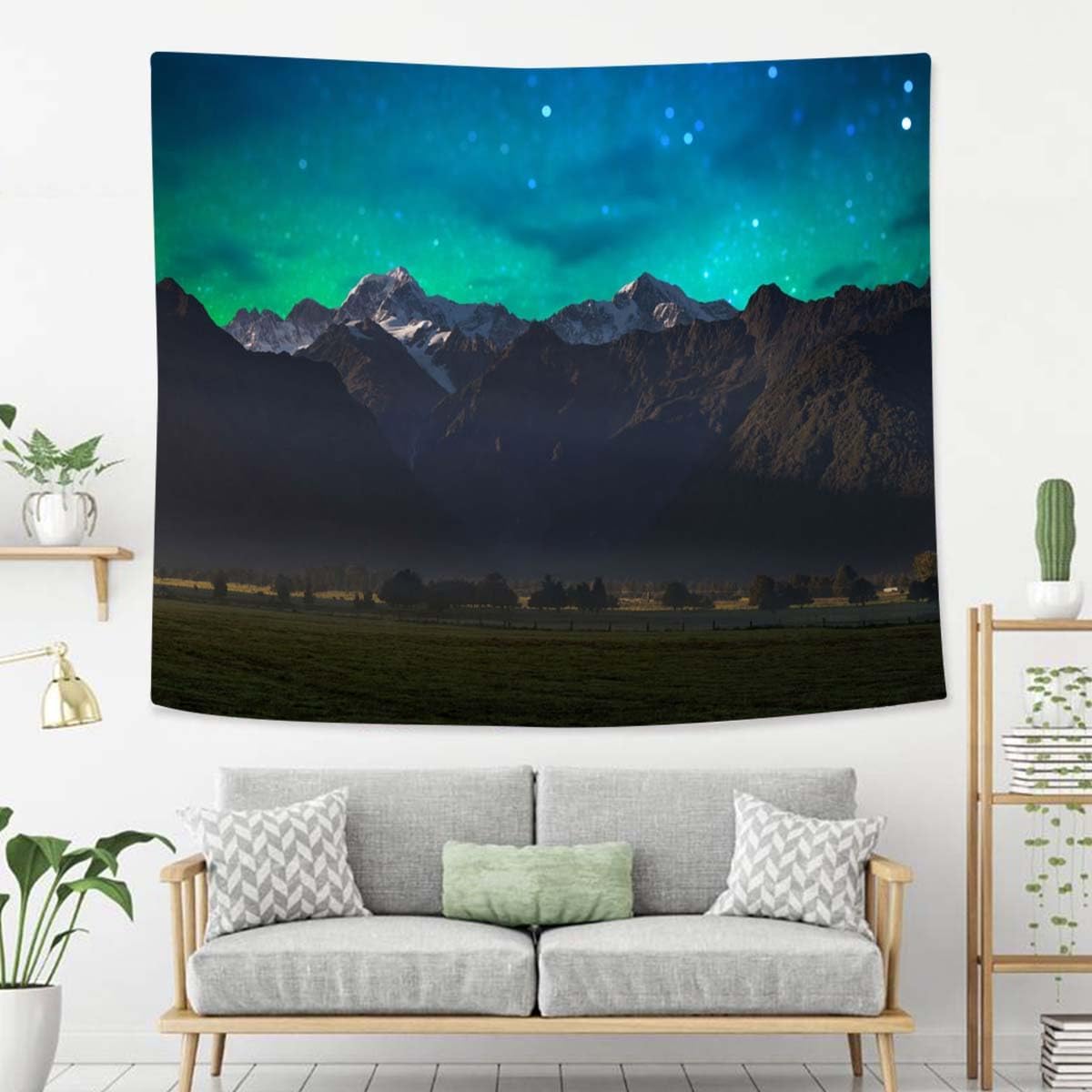 Mountain Tapestry For Bedroom Mount Cook And Lake Matheson New Zealand With Milky Way Tapestries