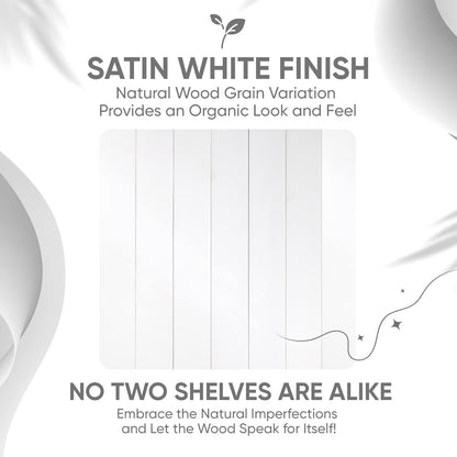 Homeforia White Floating Shelf 18 inch, High End Solid Real Wood 18inch Bathroom Floating Shelves