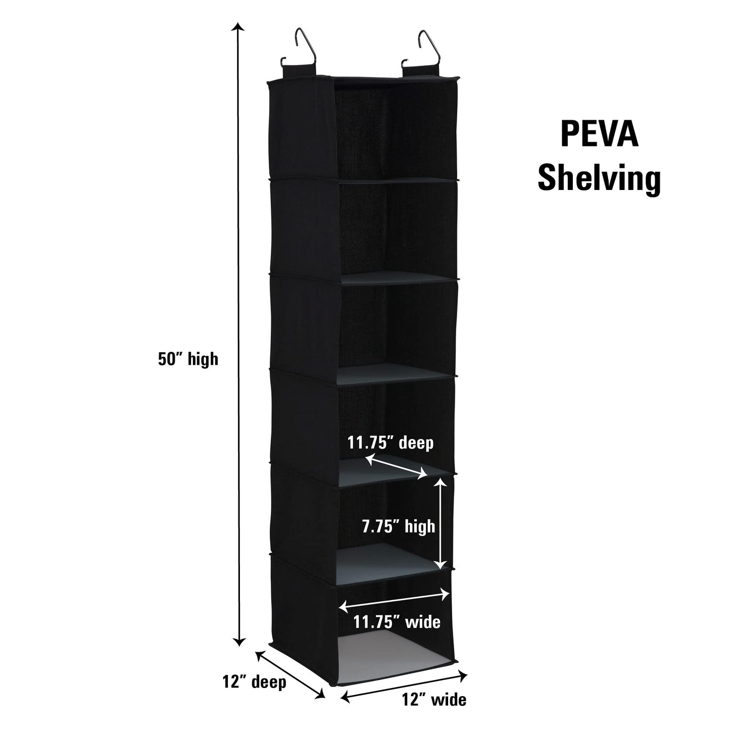 Household Essentials Black 6 Shelf Hanging Closet Organizer Shelf