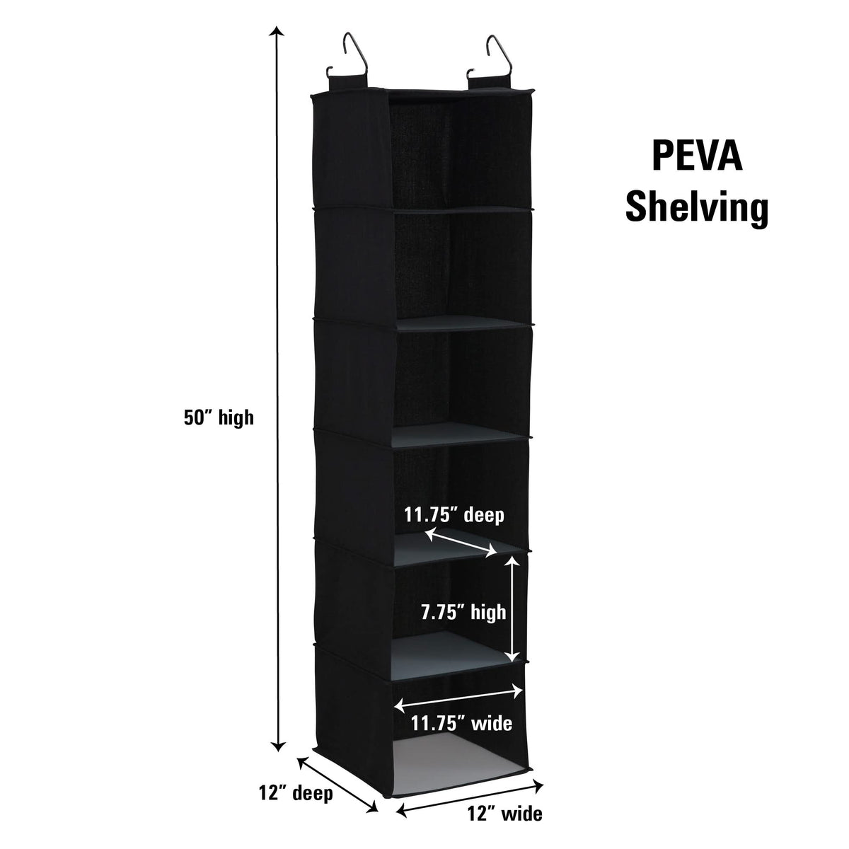 Household Essentials Black 6 Shelf Hanging Closet Organizer Shelf