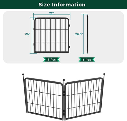FXW Garden Fence Outdoor for The Yard – 24in(H) x 3.7ft(L) Heavy Duty Metal Animal Barrier for Dog