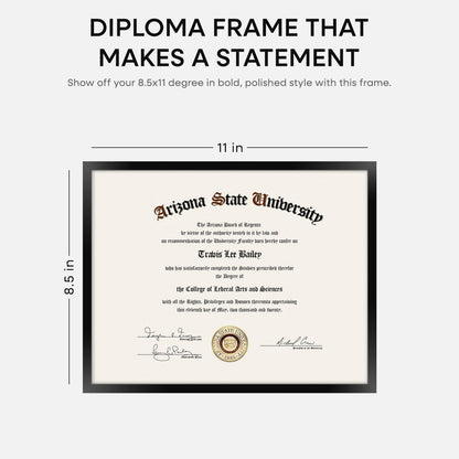 Homeforia Black Diploma Frame 8.5 x 11, High End Metal 8.5x11 Certificate Frames, 11x8.5 inch