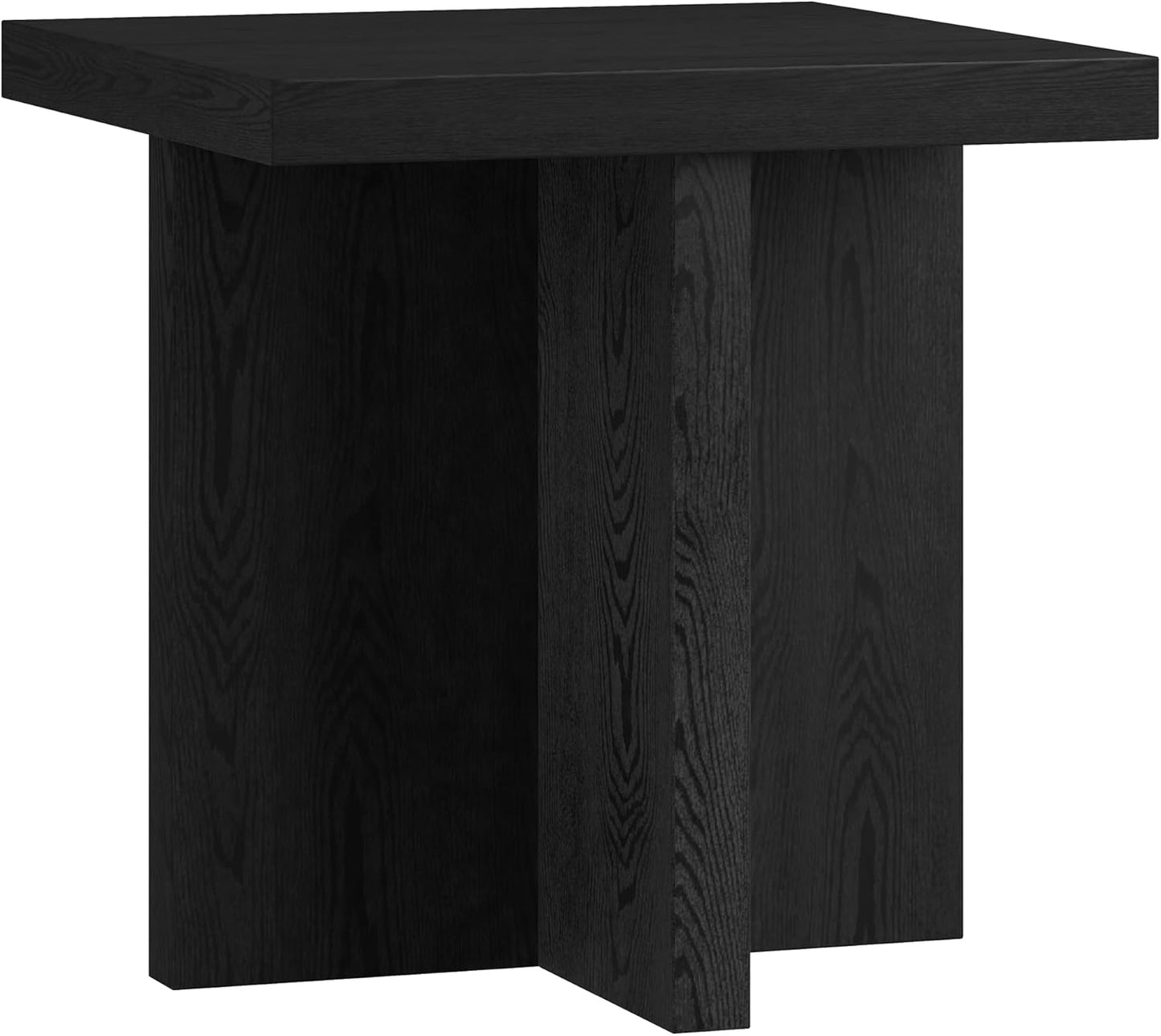 Henn&Hart 22" Wide Square Side Table in Natural Black, for Home, Living Room, Bedroom