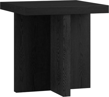 Henn&Hart 22" Wide Square Side Table in Natural Black, for Home, Living Room, Bedroom