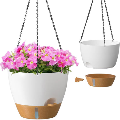 ZMTECH 12 Inch Hanging Planters for Indoor Outdoor Plants, 2 Pack Self Watering Hanging Plant Pots