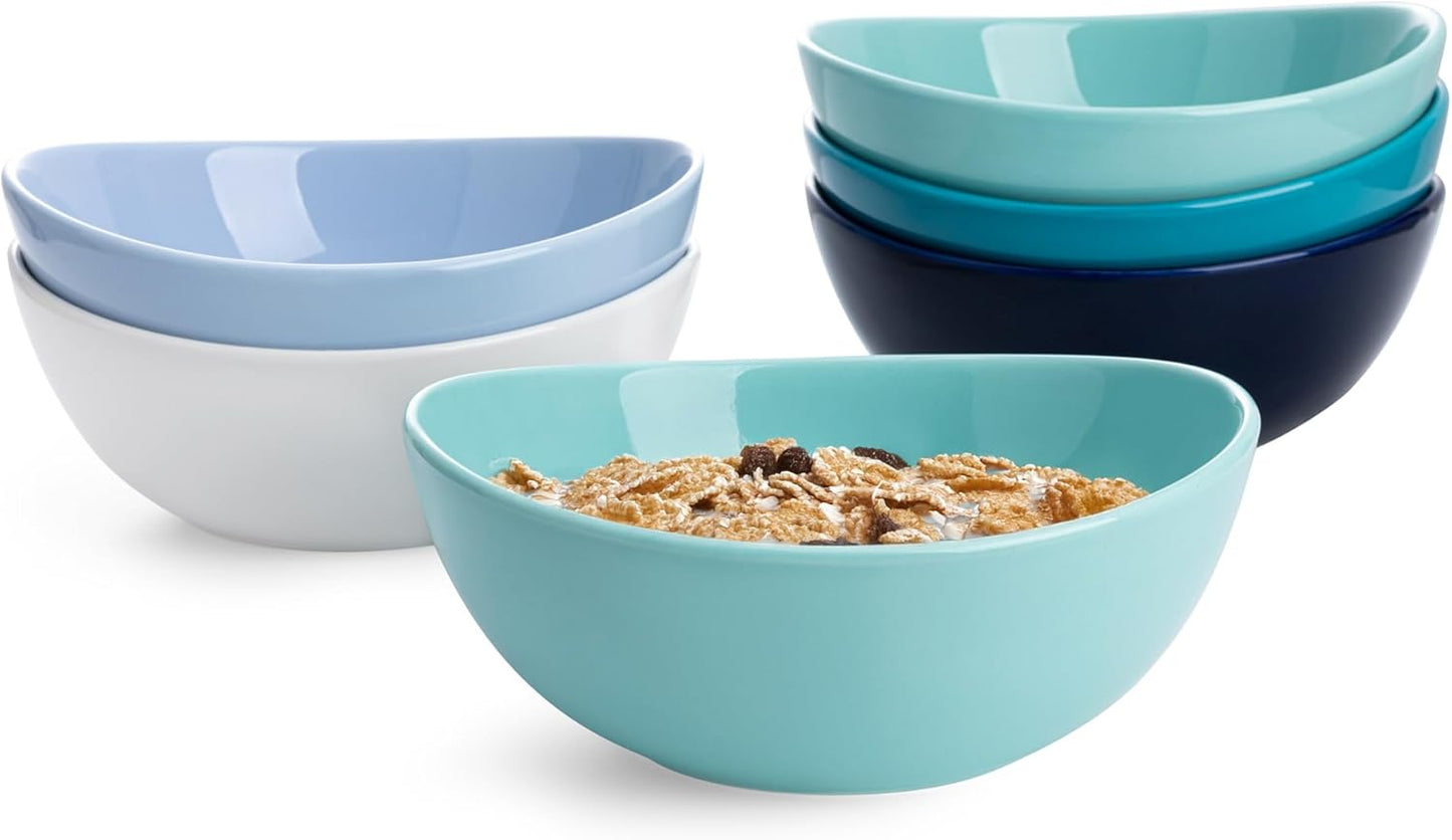 Sweese 18 oz Porcelain Bowls Set - 6 Inch, Set of 6, Multi-Color for Cereal, Soup, Salad