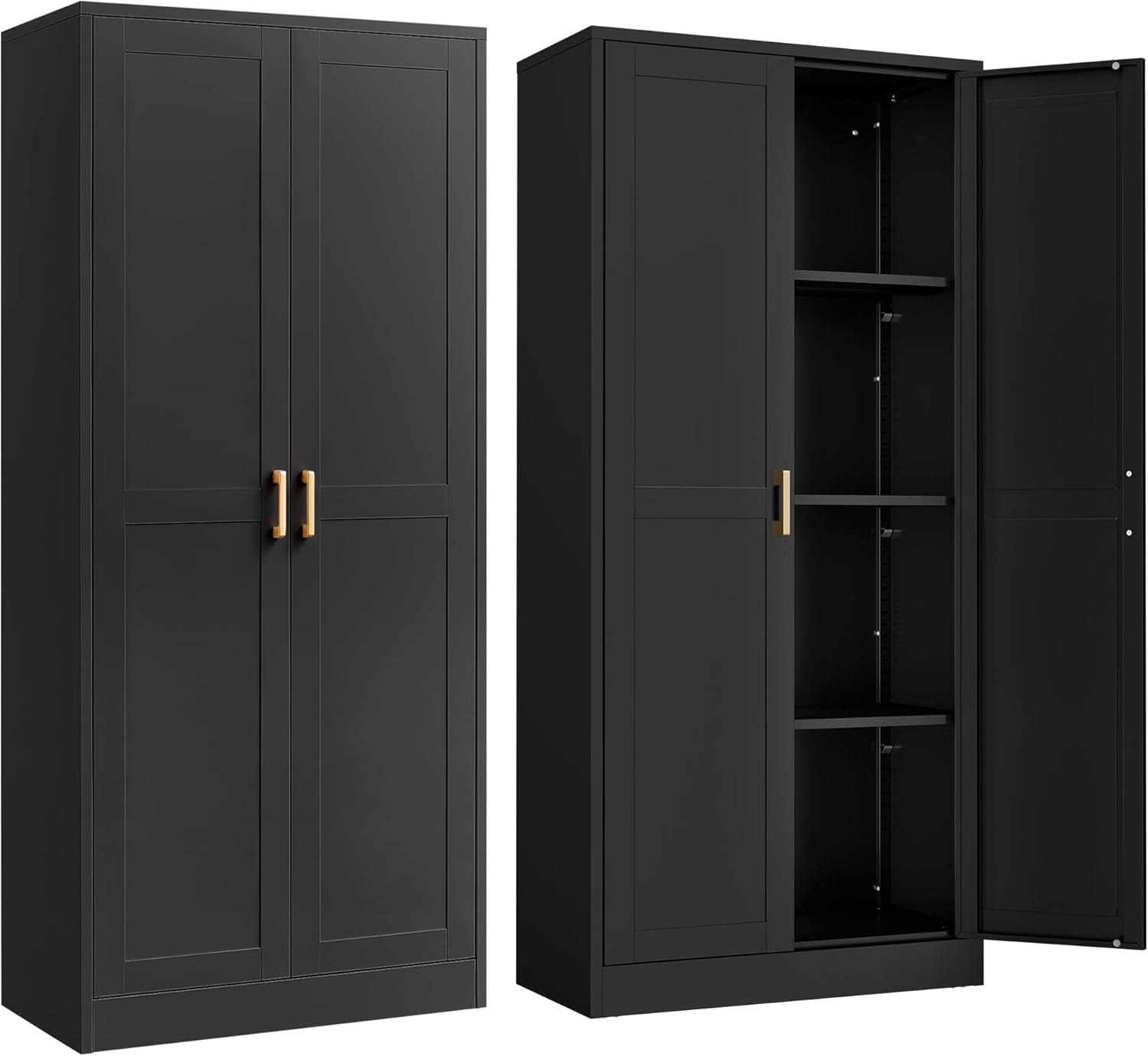 Kitchen Cabinet Storage,60”Metal Pantry Cabinet with Doors and 3 Adjustable Shelves,Food Pantry