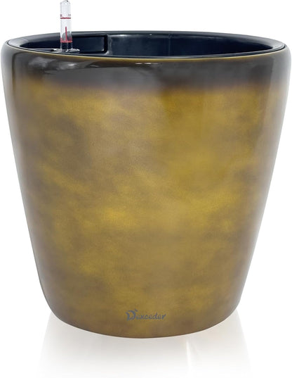 Dexceder 18x17 Self Watering Planter with Wheels Indoor Outdoor, Inner Pot Design, Thickened Large
