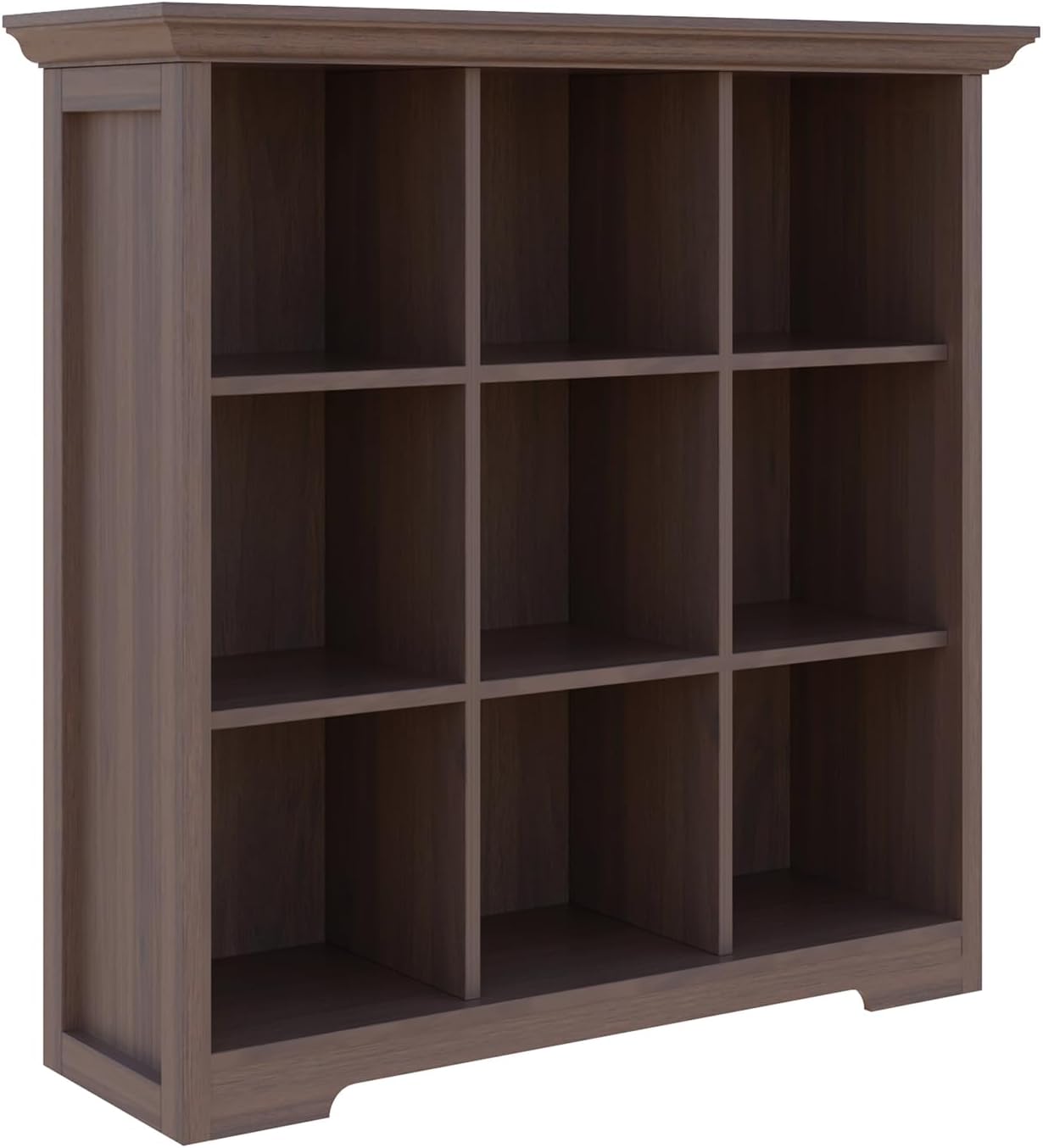 Cube Shelf Bookcase with Base - Wooden 3 Tiers Floor Standing Low Storage Cabinet for Home and