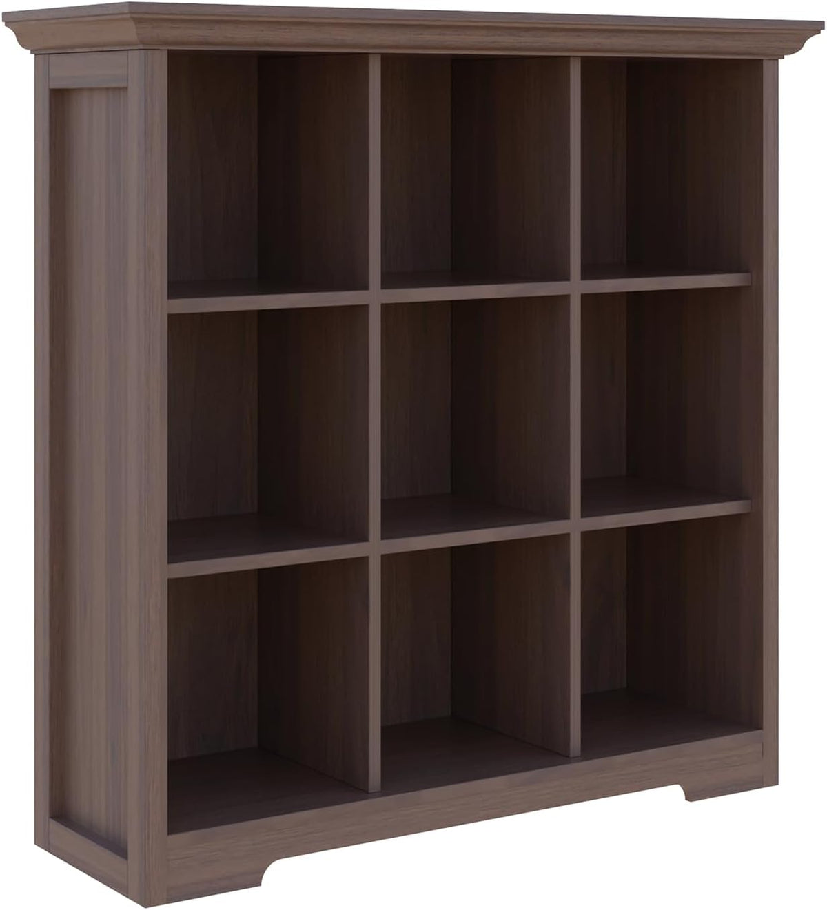 Cube Shelf Bookcase with Base - Wooden 3 Tiers Floor Standing Low Storage Cabinet for Home and