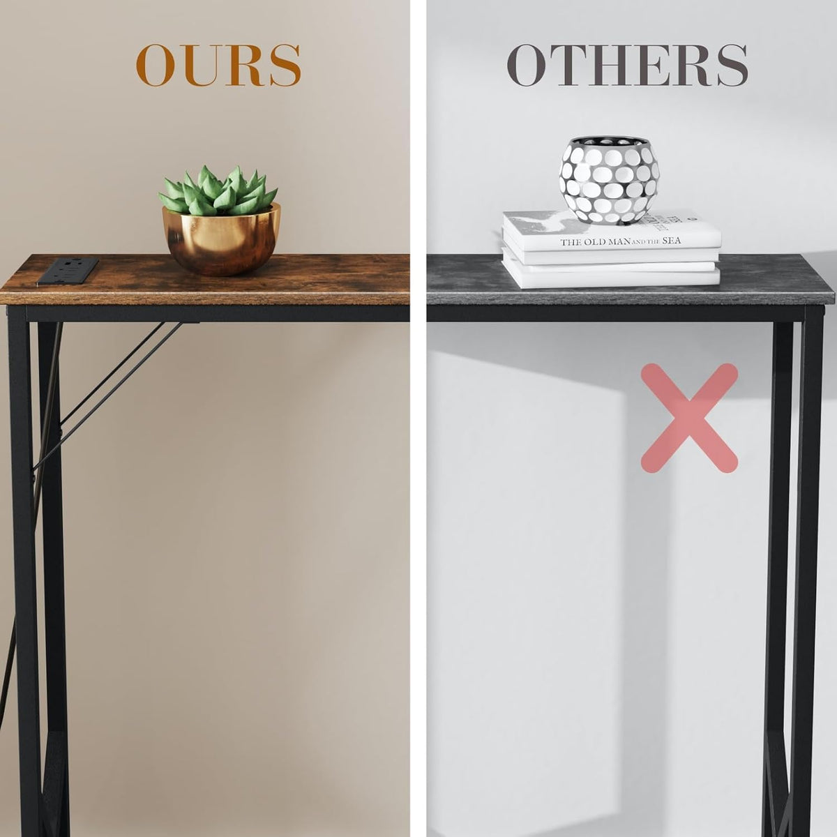 47.2'' Console Table, Skinny Entryway Table with Fast-Charging Station, Narrow Long Sofa Table