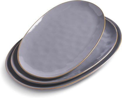 famiware Serving Platter, Oval 15.59/14.3/12.9 inch Serving Dishes for Entertaining, Serving Bowls