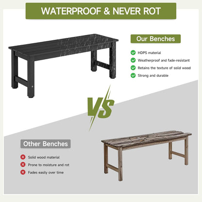 Outdoor Bench, 2-Person Poly Lumber Garden Bench, All-Weather Patio Bench Will not Rot and Fade for