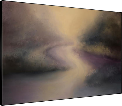 SIGNWIN 46"x60" Extra Large Framed Wall Art Golden Light River Path Dreamy Impressionist Landscape