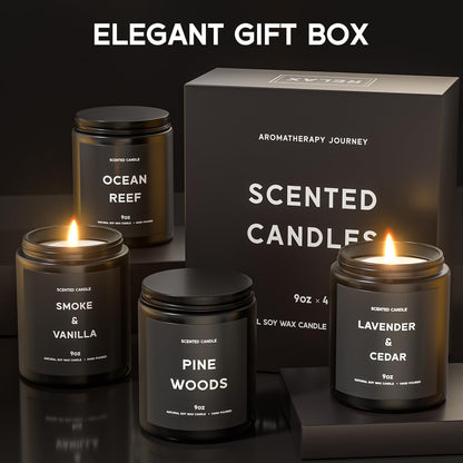 Scented Candles, 9oz×4 Scented Candles for Men, Soy Candle Gifts for Men, Personalized Blessing