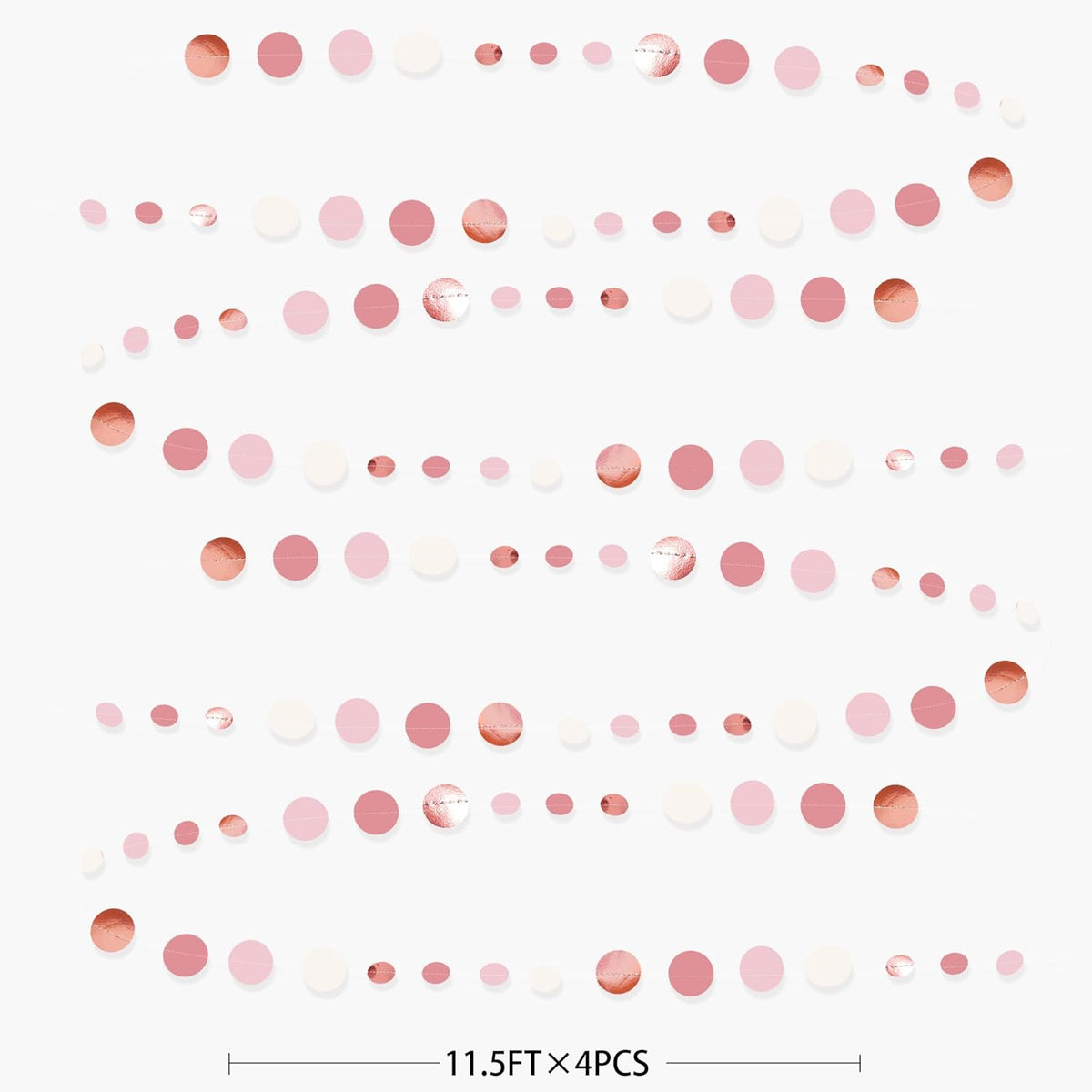 Rose Gold Party Decorations Dusty Pink Circle Dots Garland Blush Pink Hanging Paper Polka Dot
